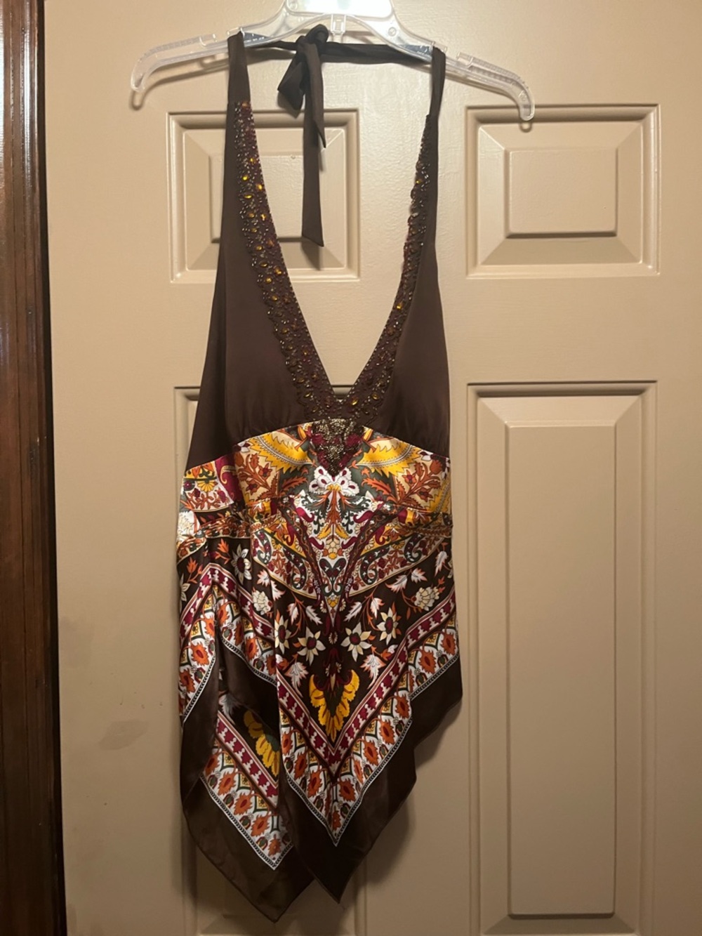 Cache Brown Floral Print Shirt with Multicolor Pattern